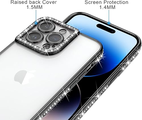 Miniatura 9 de wahhle Funda diseñada para iPhone 12 Pro Max con purpurina, cubierta de lujo con incrustaciones de diamantes para mujeres y niñas con protector de