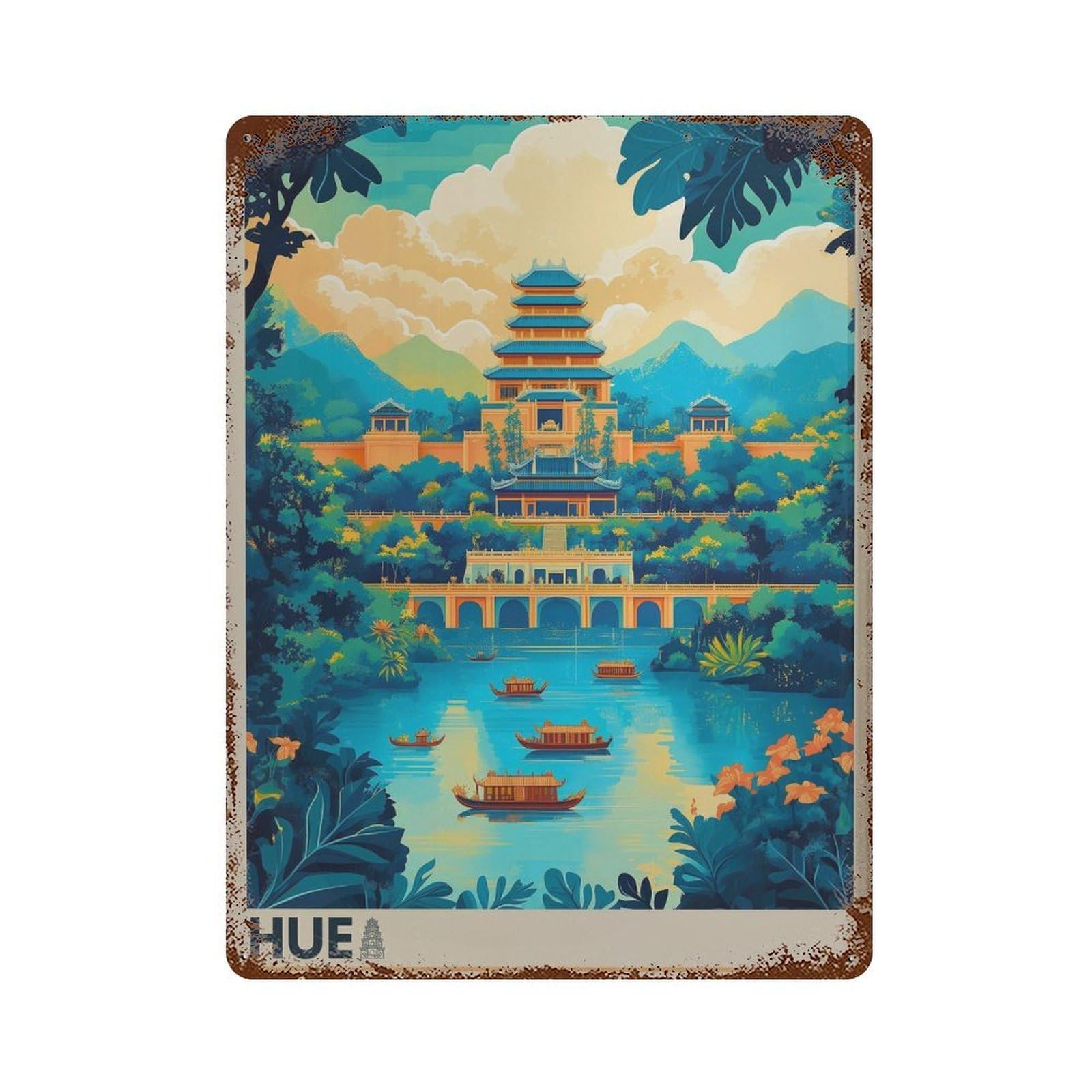 xiaoxiaoshen Hue Vietnam Travel Ancient City Wall Decor Art Metal Tin Poster Modern Home Decor Art Home Bar Shop Decorations Vintage Sign 40x30cm