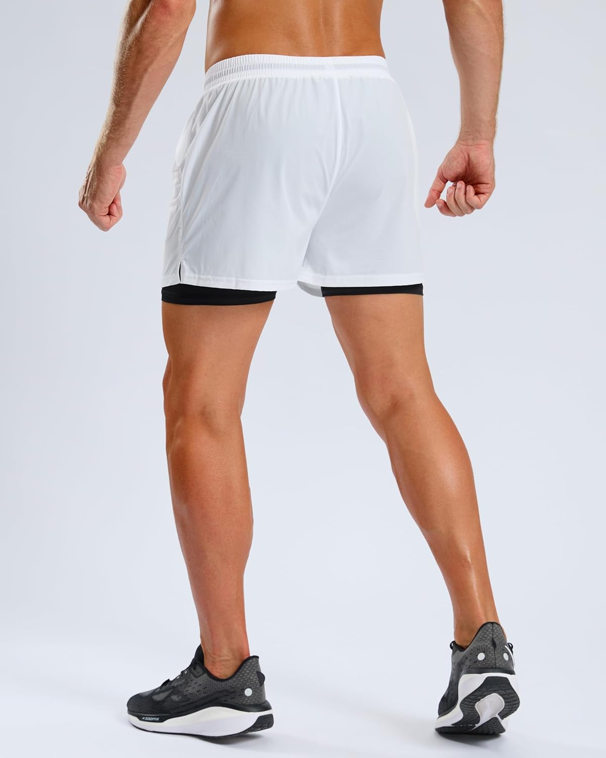 Pudolla Men's 2 in 1 Workout Running Shorts 5" Quick Dry Lined Gym Shorts Athletic with 4 Pockets for Men Tennis Training