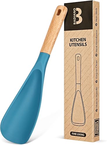Miniatura 64 de Cuchara de cocina para utensilios de cocina antiadherentes, ideal para cocinar y servir silicona mate resistente sin BPA, cuchara con mango de Azul