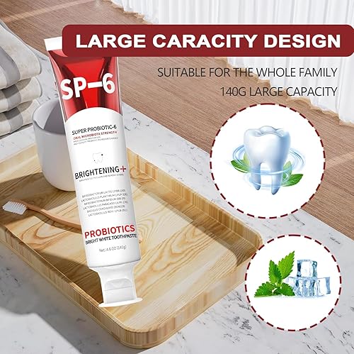 Miniatura 3 de 3 unidades de pasta dental blanqueadora probiótica SP-6 para blanquear los dientes y la salud de las encías, sabor a menta fresca, uso diario para