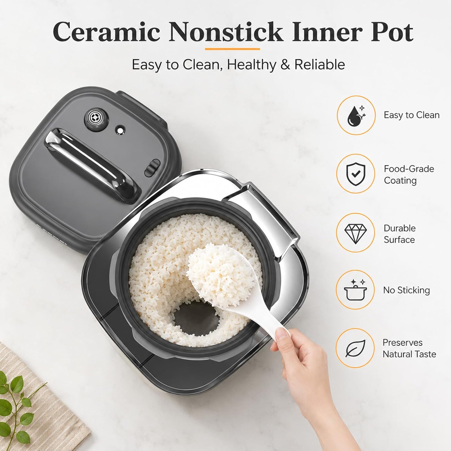 3QT 8-Function Electric Pressure Cooker, Compact Multi-Cooker with Ceramic Nonstick Pot – Pressure Cook, Saute, Slow Cook, Meat Stew, Rice, Delay Start, Keep Warm & Safe Venting, Gray