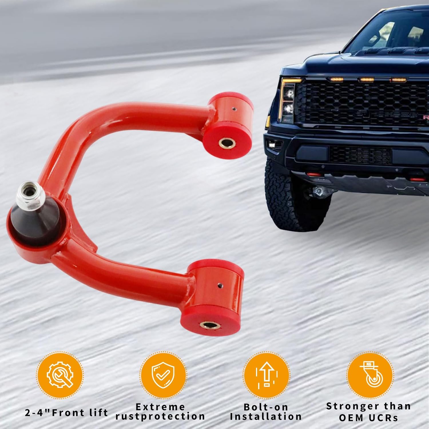 2-4" Lift Front Upper Control Arms with Ball Joint For 2005-2023 Toyota Tacoma，Red Suspension Kit Control Arm 2pcs