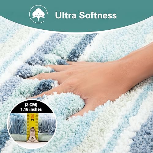 Miniatura 3 de Carvapet Tapete de baño de 24 x 47 pulgadas, suave, absorbente, esponjoso, tapete de baño de microfibra antideslizante, lanudo para lavabo, bañera y