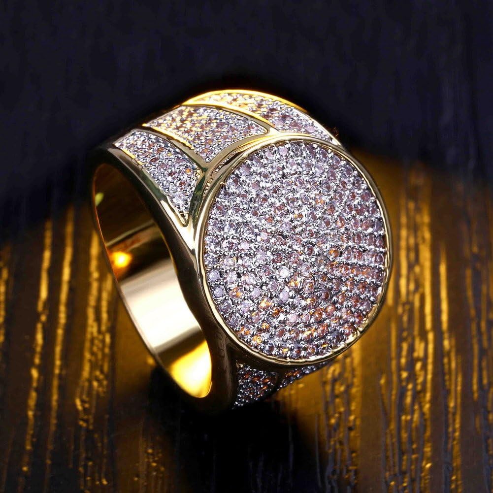 Iced Out Personalized Fashion Ring 18K Gold Plated Bling CZ Simulated Diamond Hip Hop Ring for Women