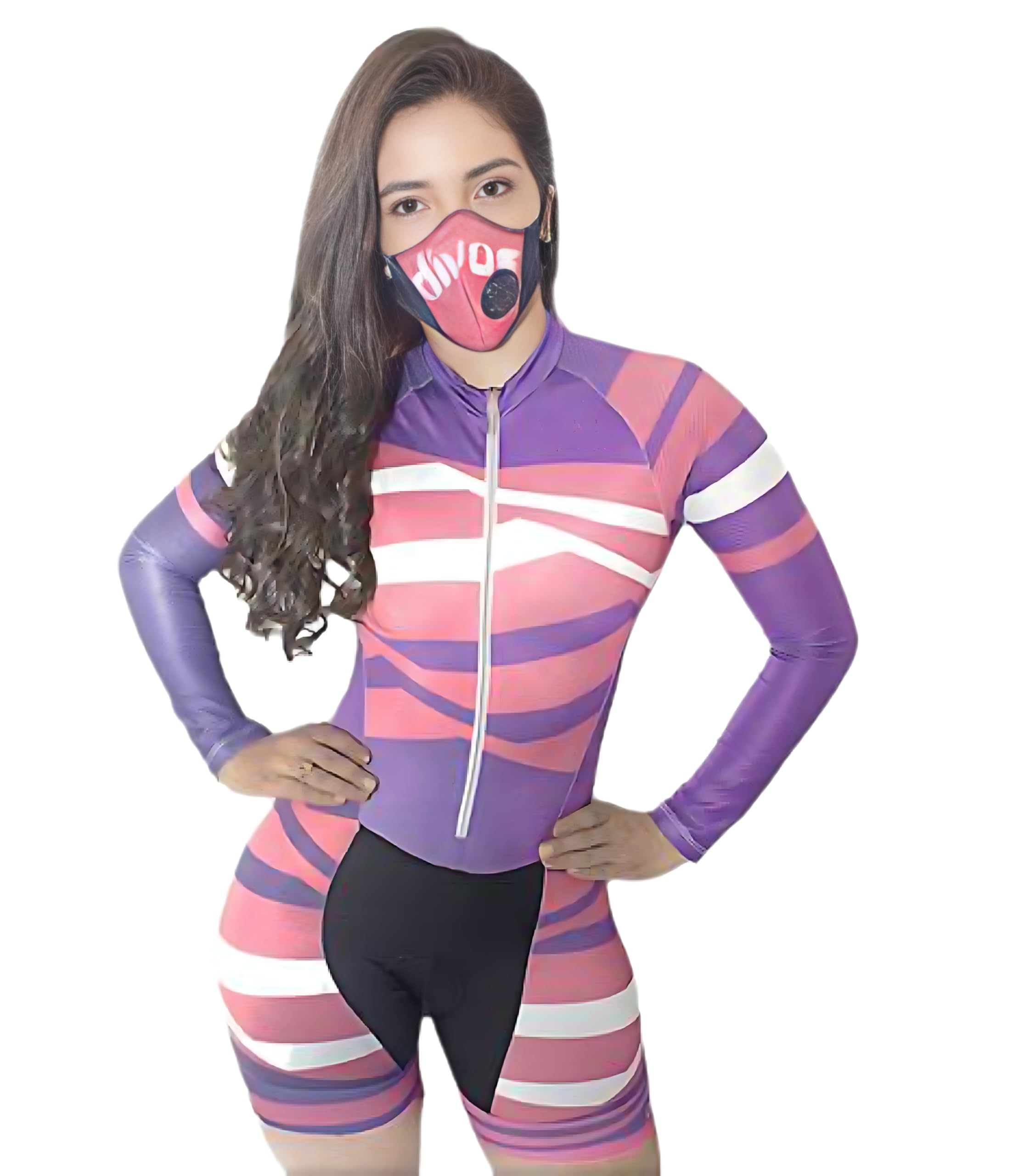 Tuta da triathlon da donna, a maniche lunghe, da ciclismo, tuta da triathlon, taglie XS-3XL, Multicolore 2., Small