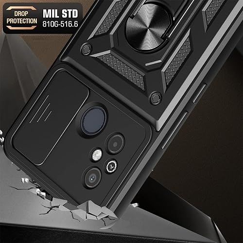 Miniatura 9 de CCSmall Funda para Xiaomi Redmi 12C 4G con cubierta de cámara deslizante para hombres, funda protectora de grado militar para teléfono con soporte