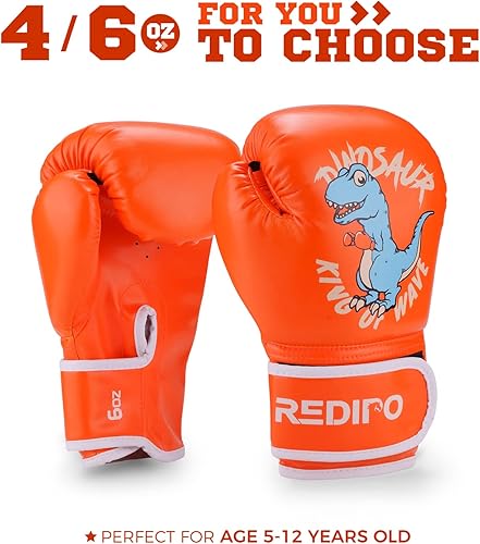 Miniatura 10 de Redipo Kids Boxing Gloves for Boys and Girls, Youth Boxing Training Gloves for Kids 3-15, 4&6OZ Punching Bag Kickboxing Thai Mitts MMA Training