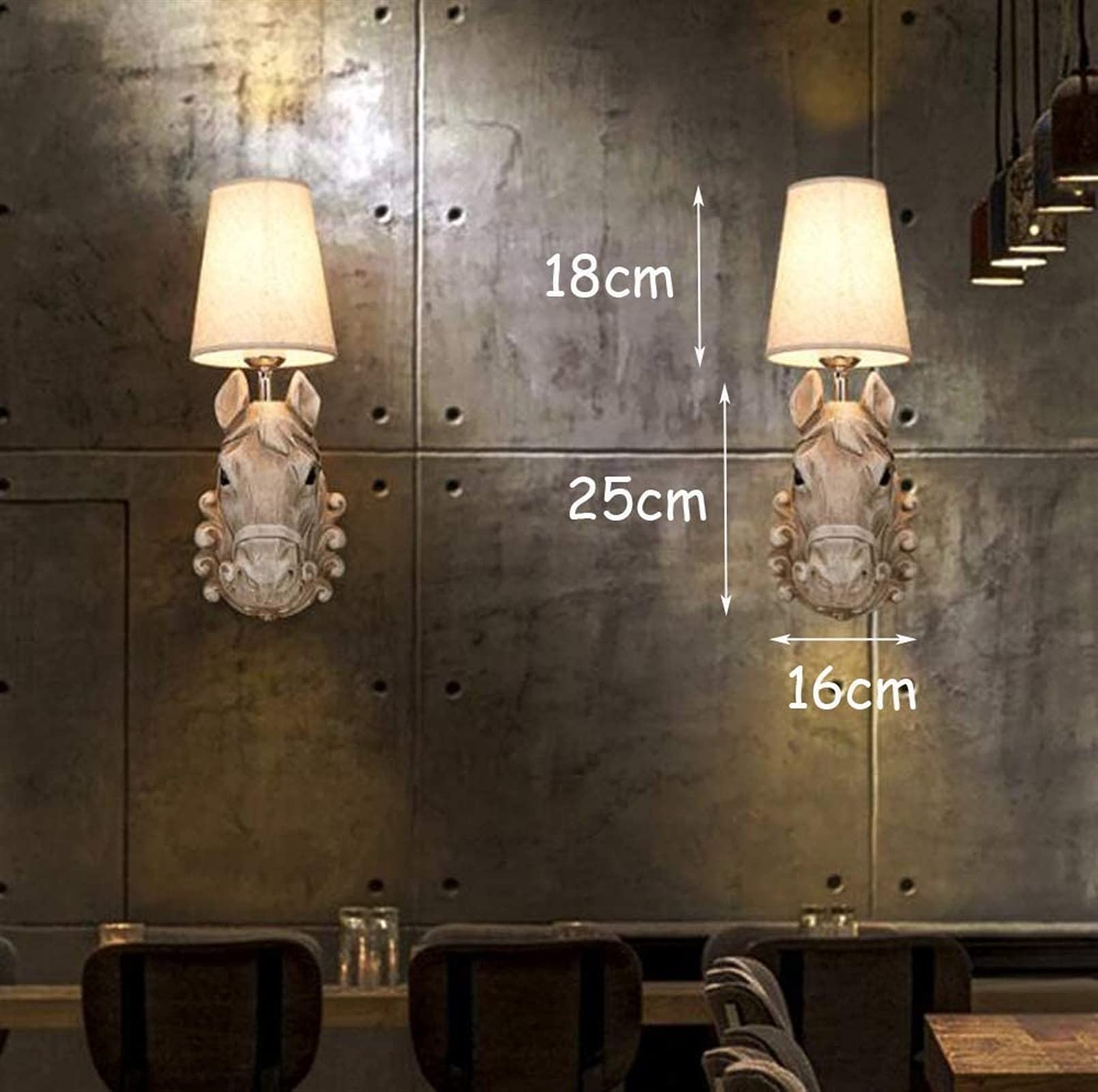 Cabeza De Caballo Blanco Lámpara De Pared De Resina Cabeza De Animal Lámpara De Pared Dormitorio Aplique De Pared Sala De Estar Restaurante Bar Pasillo Iluminación Decoración