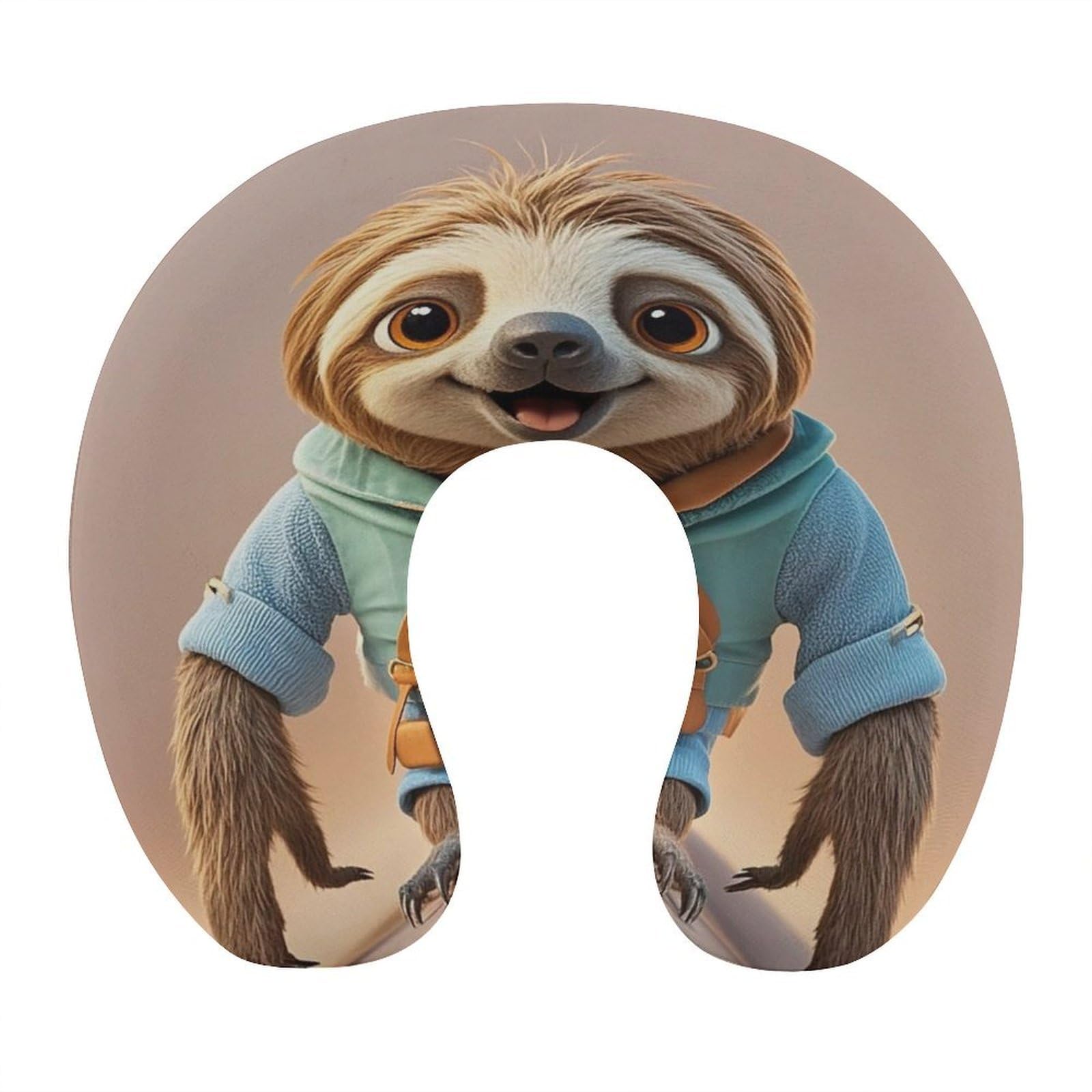 FekiLoot Cartoon Funny Sloth Travel Pillow Comfortable U Shape Memory Foam Pillows Neck and Head Support Portable Travel Neck Pillow Suitable for Planes Trains Self-Driving Cars