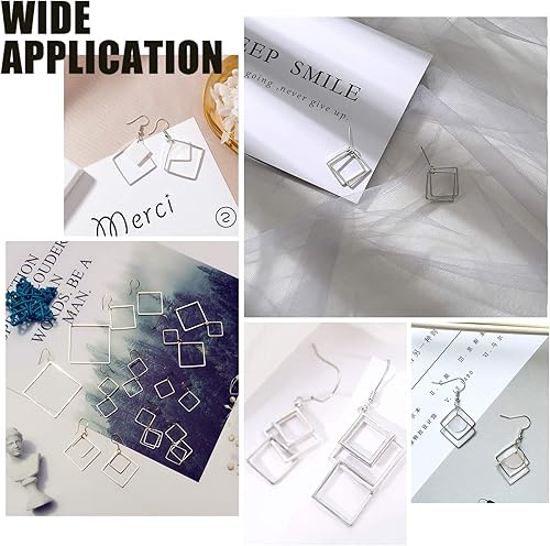 Miniatura 7 de UNICRAFTALE Acerca de 36 piezas de anillos de enlace cuadrados de 3 tamaños, conectores de marco de acero inoxidable, eslabones cuadrados de