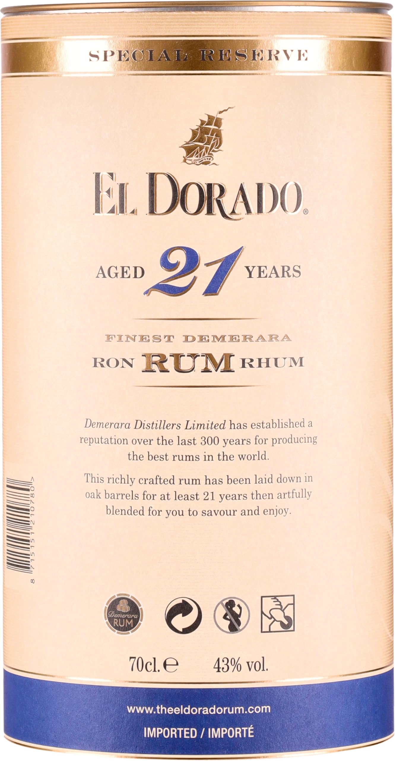 El Dorado 21 Jahre Rum (1 x 0.7 l) | Exellenter 21 jähriger Rum aus Guyana