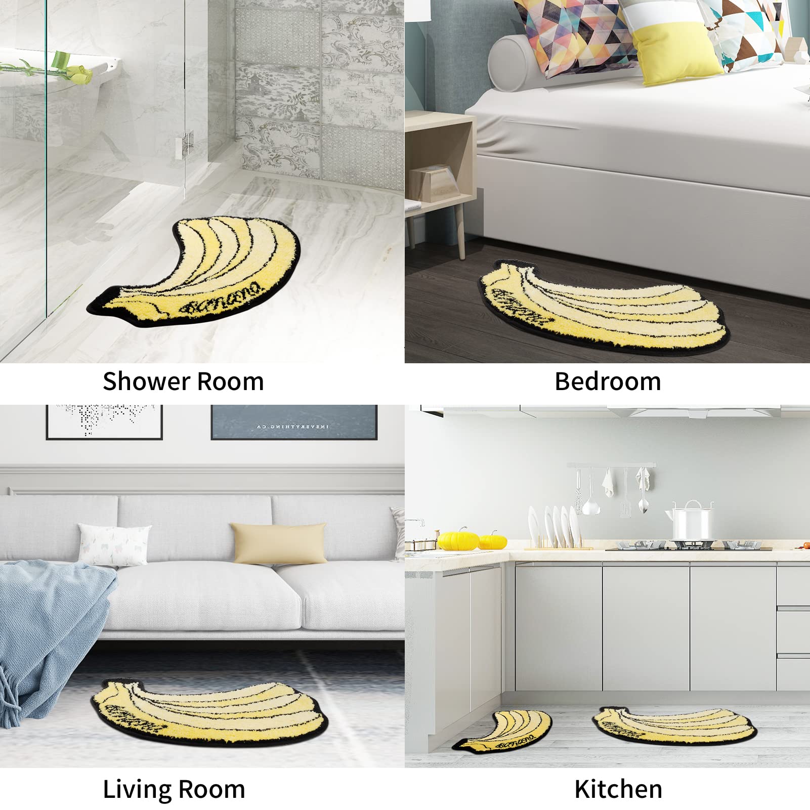 Alfombra De Baño En Forma De Plátano, Antideslizante Y Absorbente - Divertida Para Niños, Fácil De Lavar