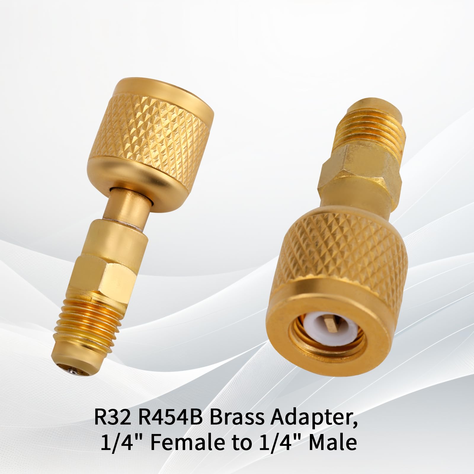 4 Set Adattatori in Ottone Refrigerante, Adattatore R32 R454B e R410A Raccordi con Filettatura Femmina da 1/4" a Filettatura Maschio da 1/4" per Sistemi HVAC Serbatoi Refrigerante e Unità Mini Split