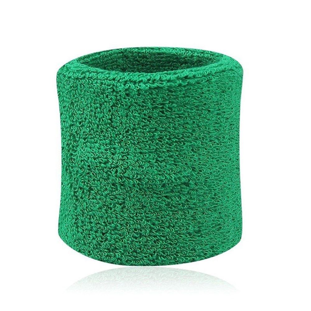 Greenlans 2Pcs Cotton Wristbands Wrist Band Bands Sweatbands Sweat Band for Sport Tennis Green