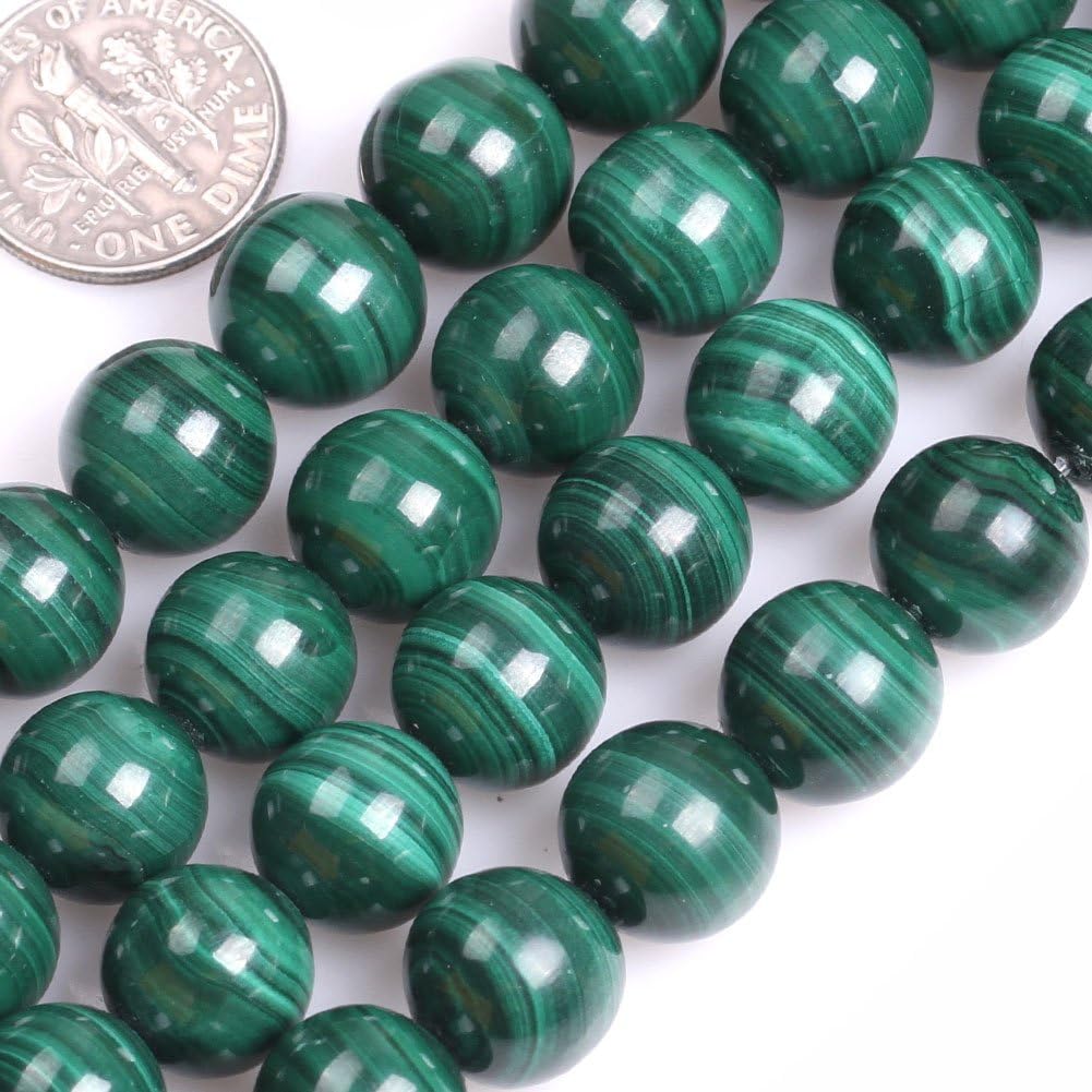 GEM-Inside Malanchite Gemstone Loose Beads Natural 11mm Round Crystal Energy Stone Power for Jewelry Making 15"