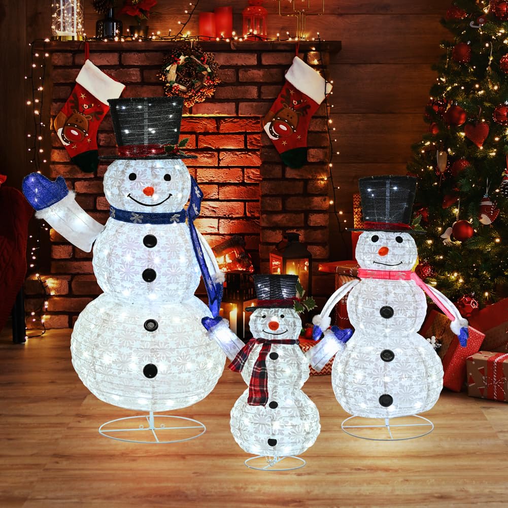 Amazon.com: Leruckdite 3 Piece Pre-lit Christmas Snowman Family
