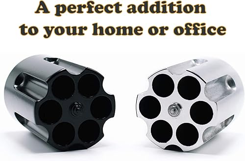 Miniatura 8 de Caliber Gourmet Revolver Pen Holder, Paper Weight, Desktop Organizer, black, Cast Aluminum Heavy Duty holder - Office Accessory, Christmas Gift