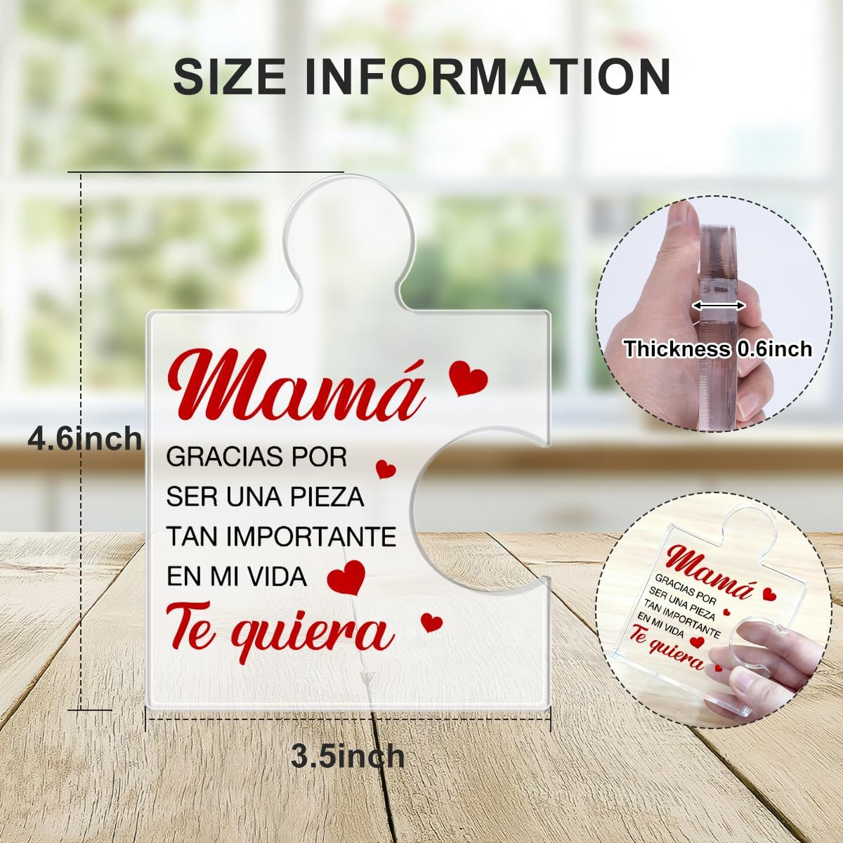 Best Mom Mama Gifts from Daughter in Spanish, Regalos para Mamá De Cumpleaños, Mom Mamá Acrylic Puzzle Piece Plaque Decor