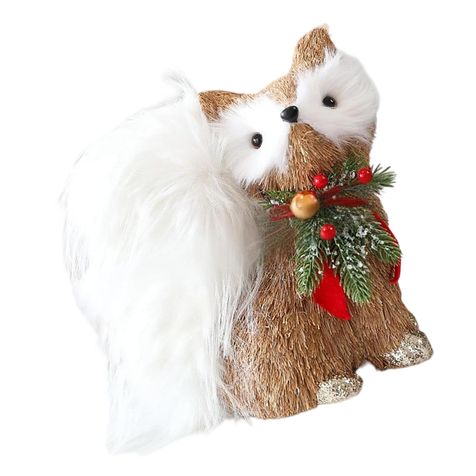 APGLSXY Christmas Handcraft Foxes Squirrel Foam Sculpture Natural Festival Home Decoration for Holiday Tabletop Display Christmas Foxes Decoration Festival Foam Holiday Animal Figurine Safe Kids Home