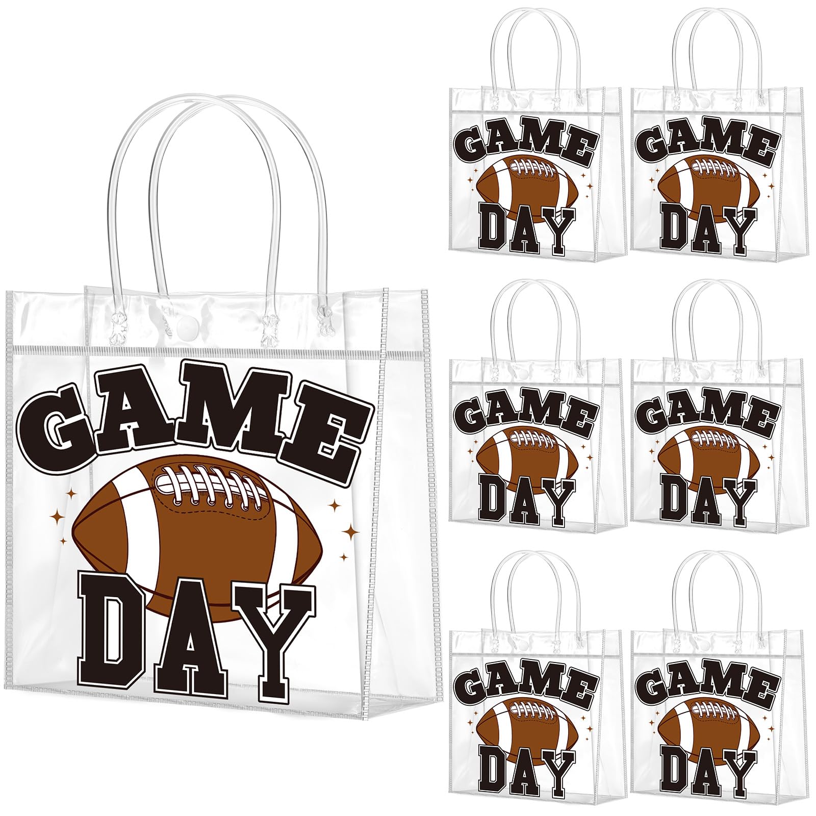 Wesnoy 20 Pcs Football Party Favor Football Goodie Gifts Bags with Handles Reusable Sport Themed Treat Bags for Candy Birthday Party Supplies 8 x 8 x 3.15''