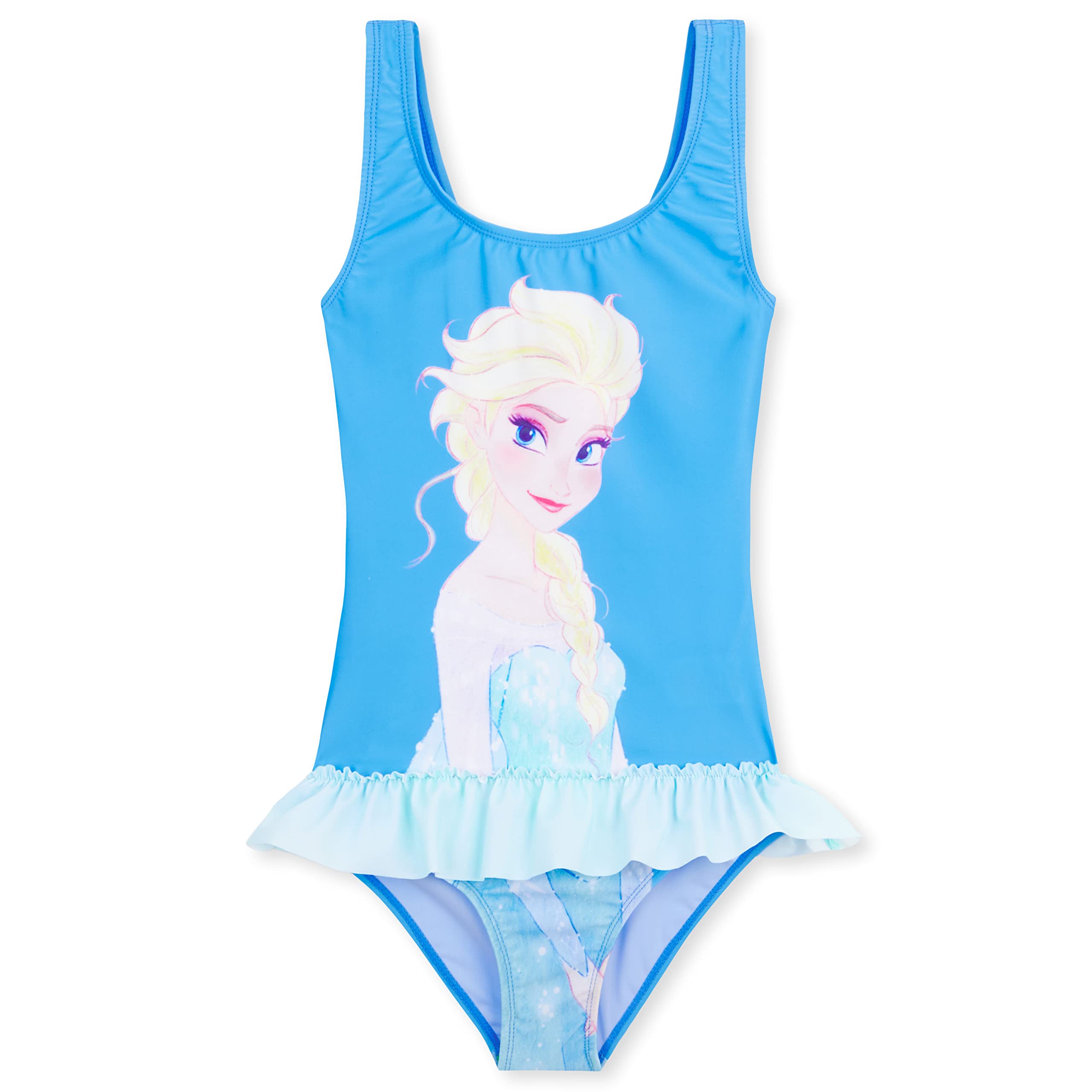 Disney Stitch Pieza Única Bañador para Niñas, Piscina y Playa - Regalo para Niñas (Azul Elsa, 7-8 años)
