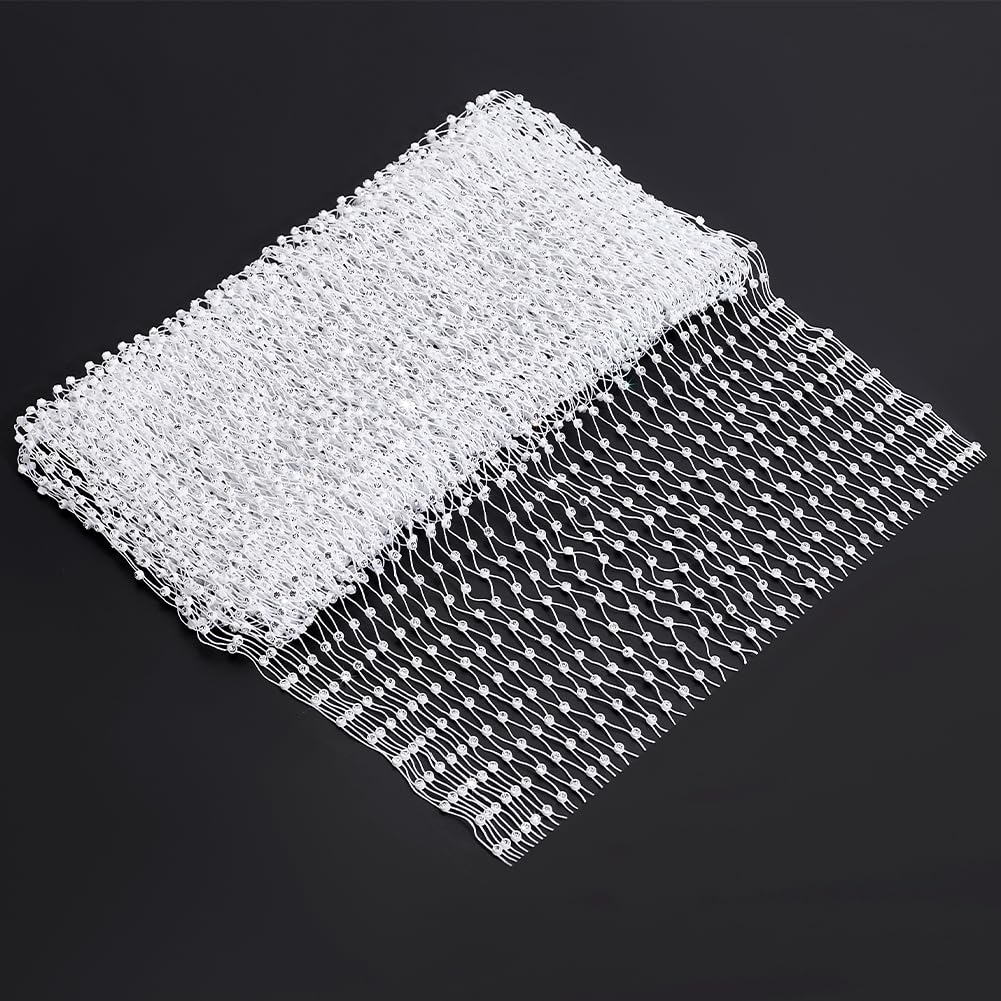 MAYJOYDIY 1.83m×13cm White Stretch Rhinestone Fishnet Fabric Silver Rhinestones Shiny Crystal Elastic Mesh Soft Stretch Mesh Fabric Net for Clothing Dress Bag Making Party Decorations