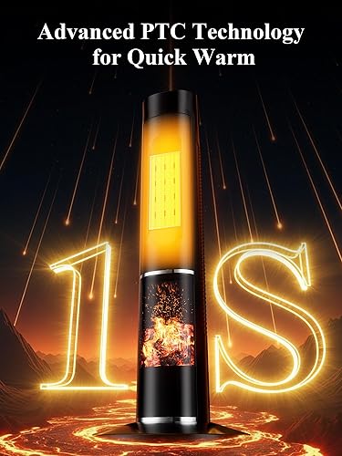 Miniatura 2 de Uthfy Calentadores de espacio de 1500 W para uso en interiores, calentadores eléctricos de 32 pulgadas con temporizador de 24 horas y llama 3D.