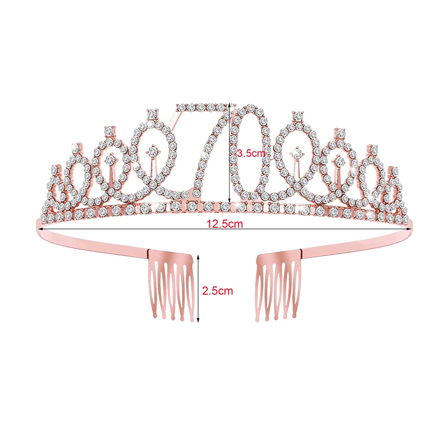 70. Geburtstag Set – Schärpe & Tiara Mit Kristall-Krone, Rosa
