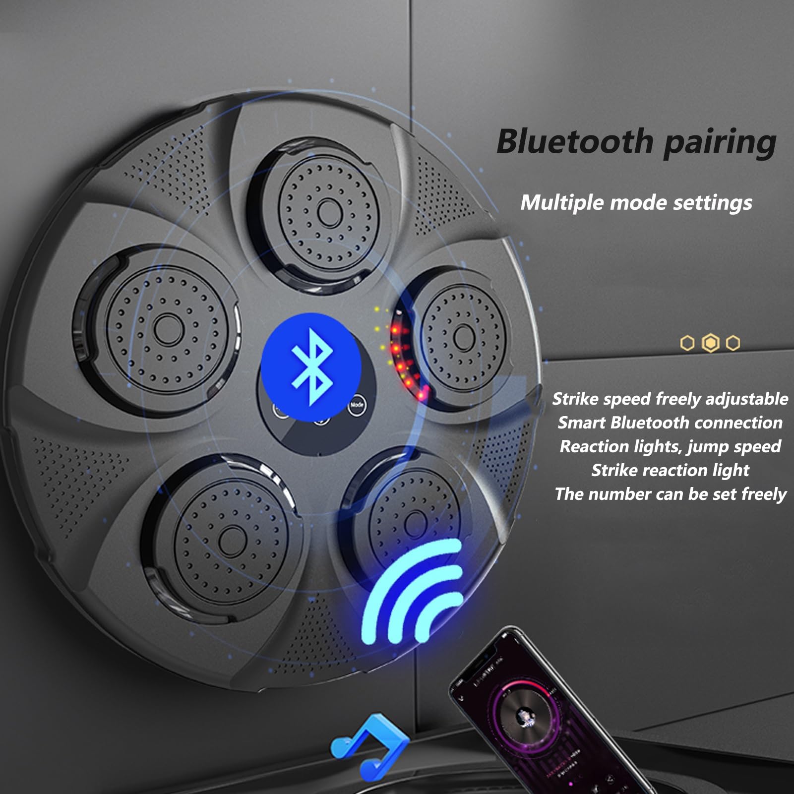 Máquina de Boxeo Musical, Equipo de Boxeo, punzonadora de música electrónica con LED Bluetooth, Disfrute de la liberación de presión, Entrenamientos de Boxeo (Color: Rojo, tamaño: sin g
