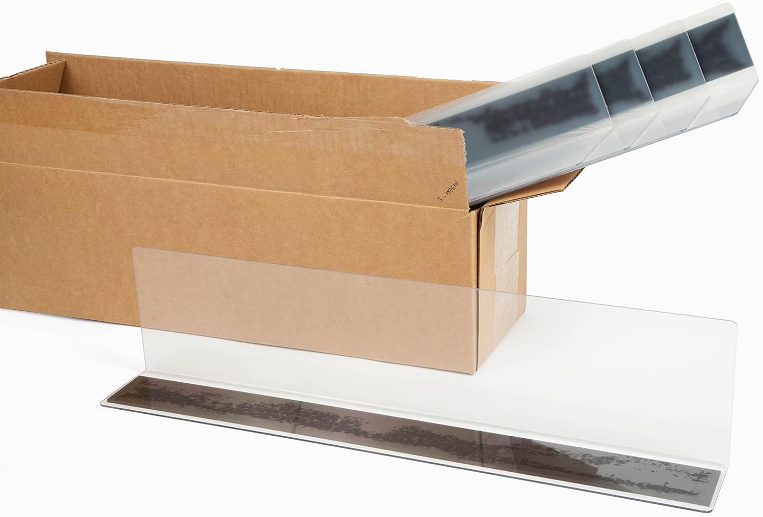 Sightline Display - Magnetic Shelf Dividers- Shelf Retainer 5 Pack Magnetic Base- Clear 80 Mil Thick Plastic 22" L x 5" H x 3" W Shelf Dividers for Stores, Cabinet Gondola Shelf Dividers