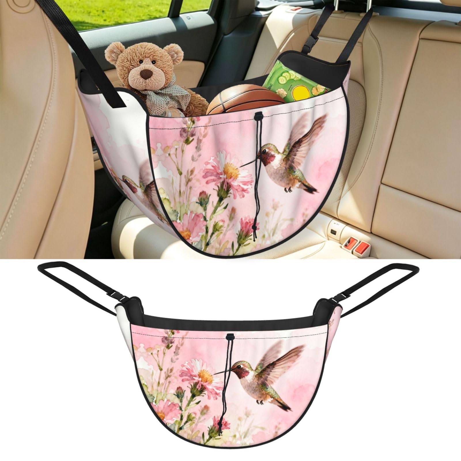 Cntdbu Black Hummingbird Car Seat Organizer-Backseat Storage Bag For Travel