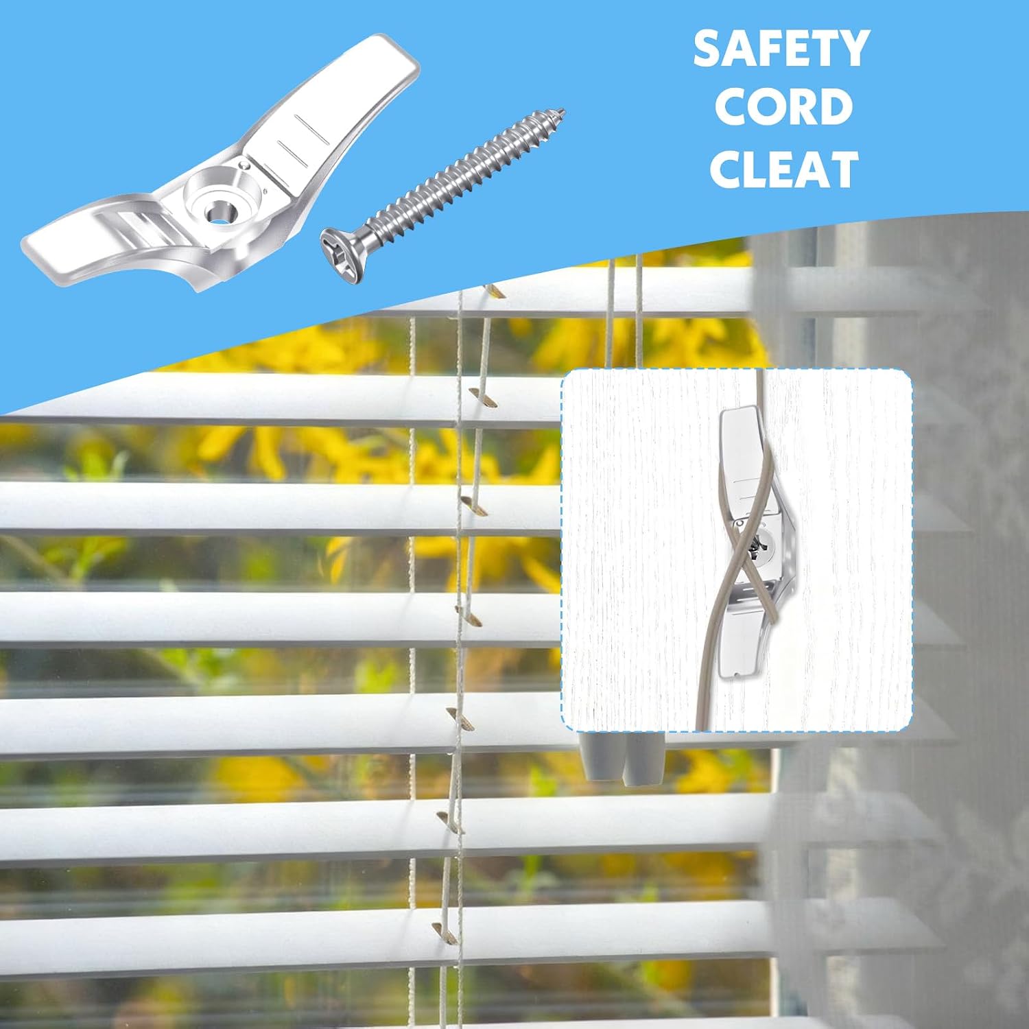12 PCS Window Blind Cord Holder, Window Blind Cord Safety Cleat, Shade Blinds String Holder, Plastic Transparent Cords Cleats for Blinds with Screws for Home Office Curtains Sun Shades Rope