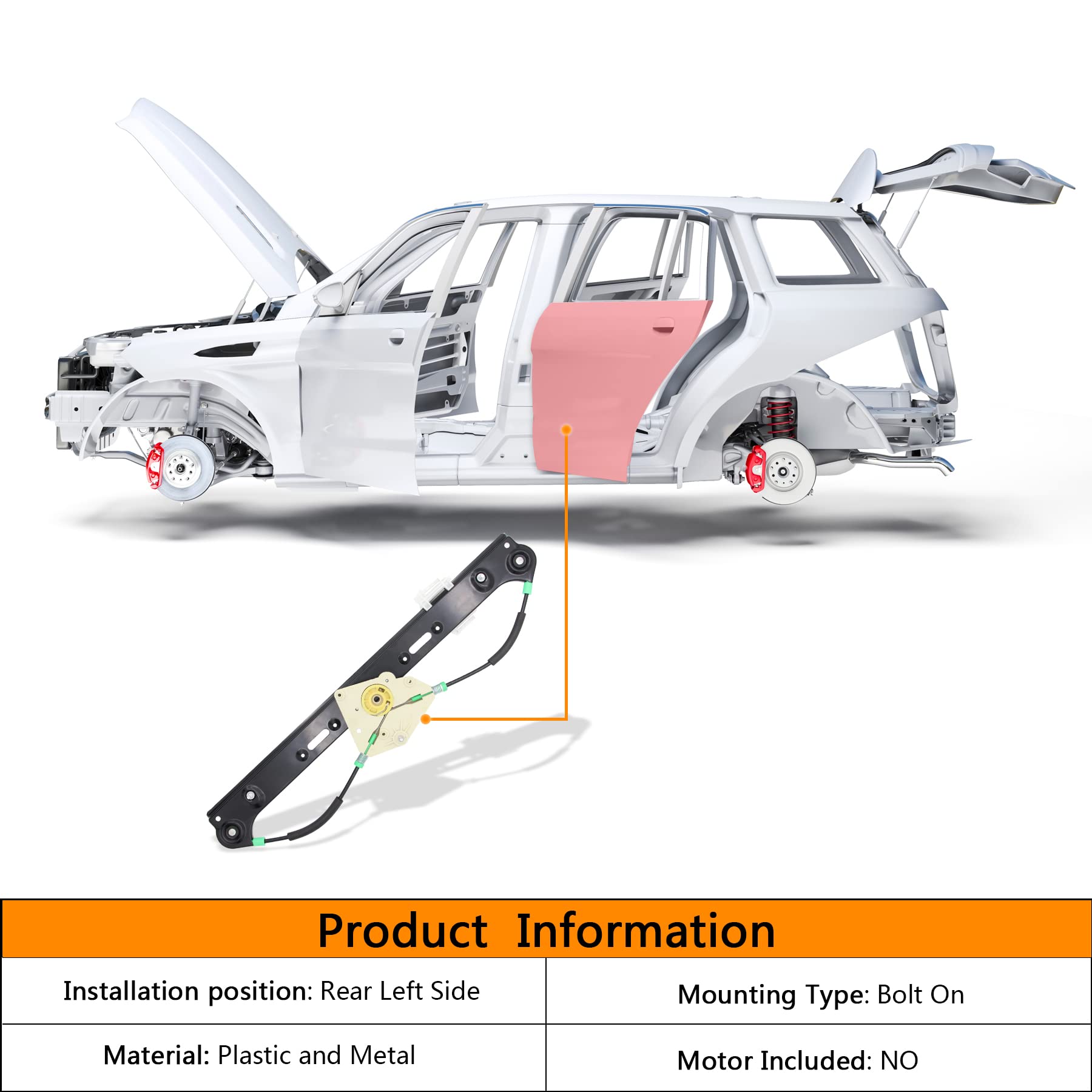 Amazon.com: HXHAUTO Rear Left Side Power Window Regulator Without  