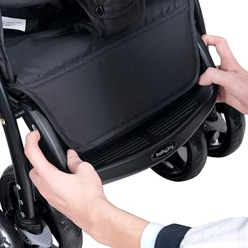 BABY JOY Double Stroller, Foldable Lightweight Twin Stroller with Tandem Seating, Adjustable Backrest/Canopy/Footrest, 5-Point Harness, Storage Basket, Newborn and Toddler (Black)