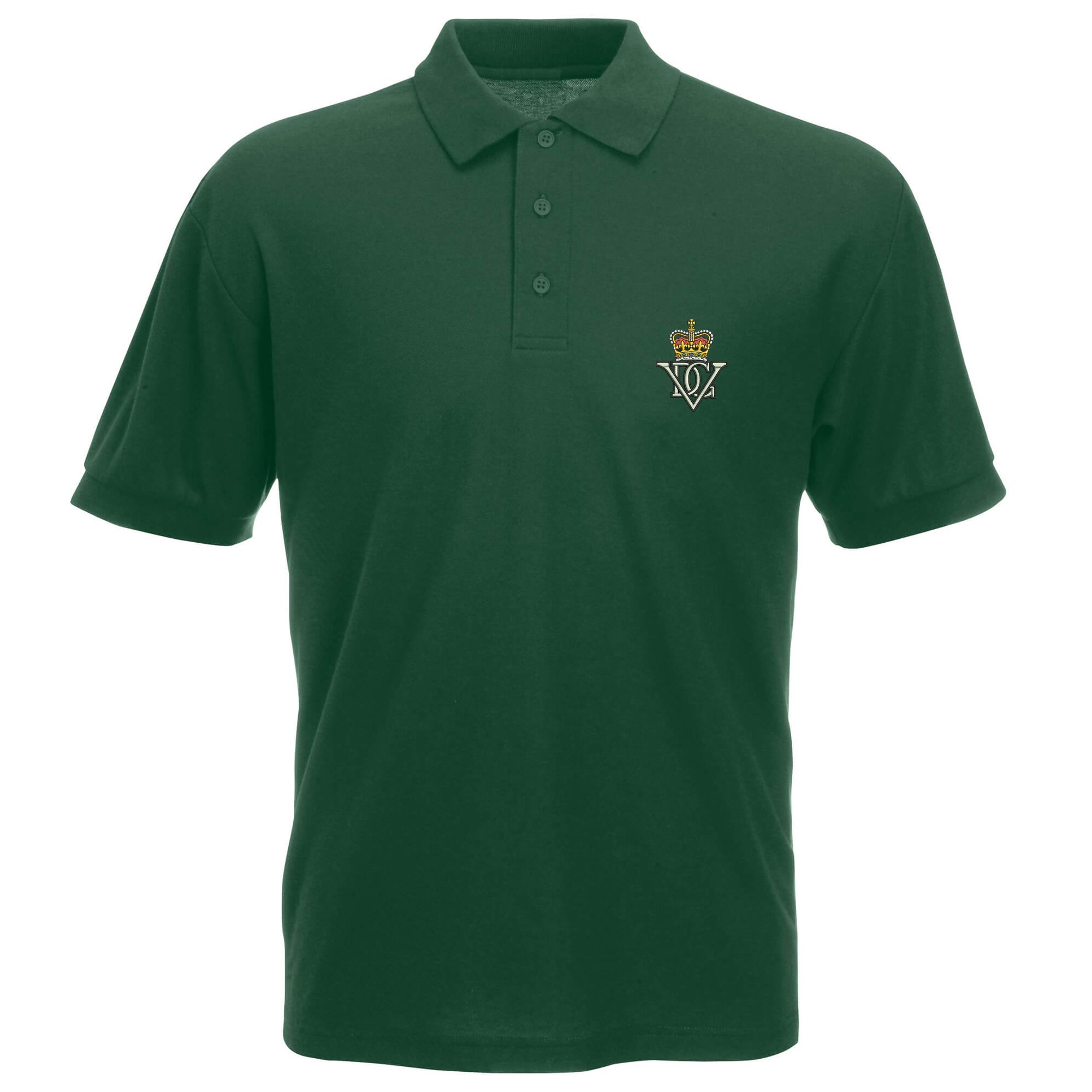 The Military Store Men's Bottle Green 5Th Royal Inniskilling Dragoon Guards Embroidered Polo - Large