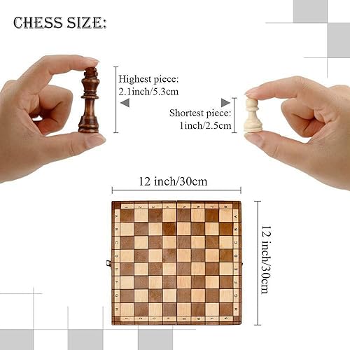 Miniatura 4 de juego de ajedrez de madera hecho a mano, 11.8 x 11.8 pulgadas