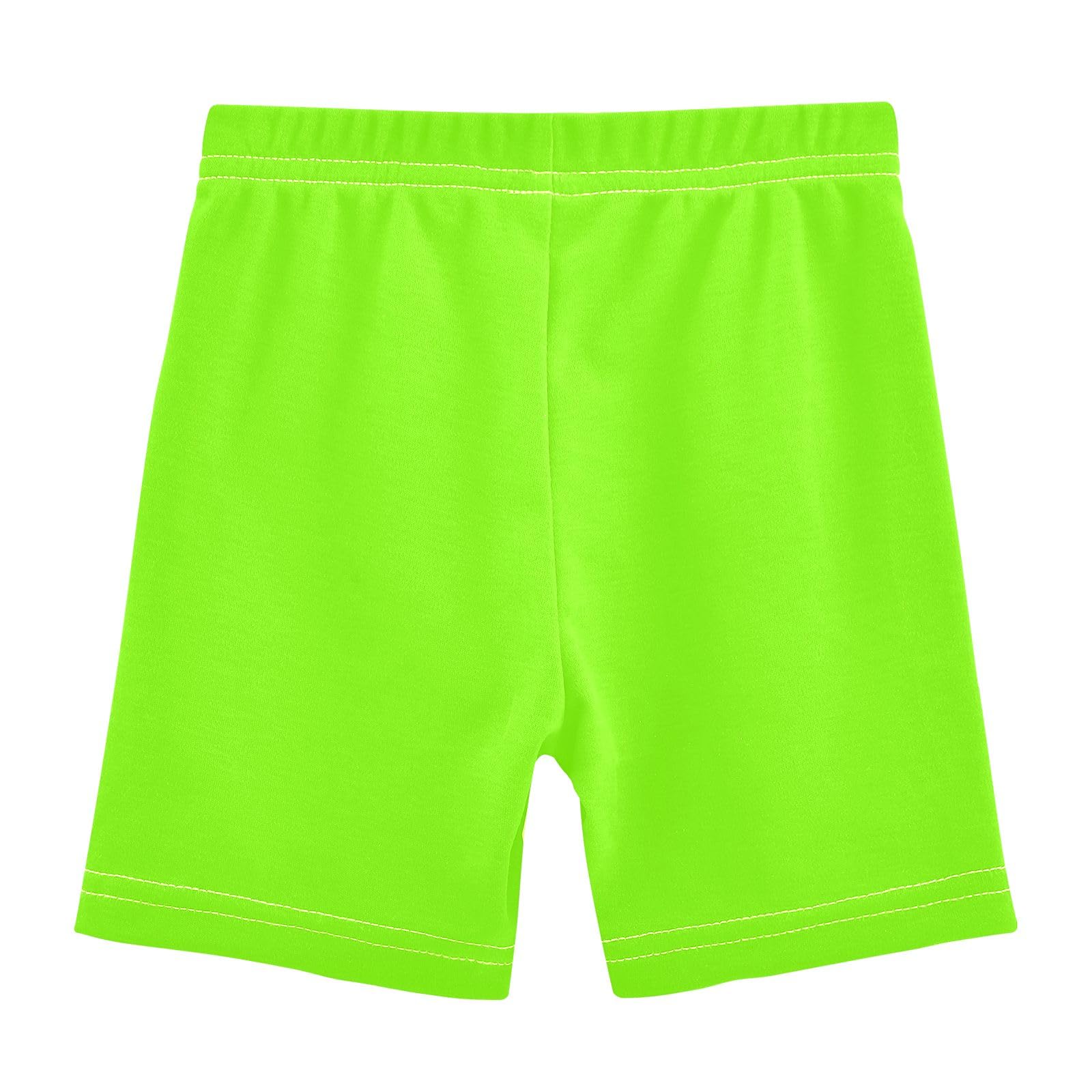 CHIFIGNO Green Yellow Girl's Bike Shorts Under Dress Cartwheel Shorts Cotton Biker Short Clothes for Kids Size 8