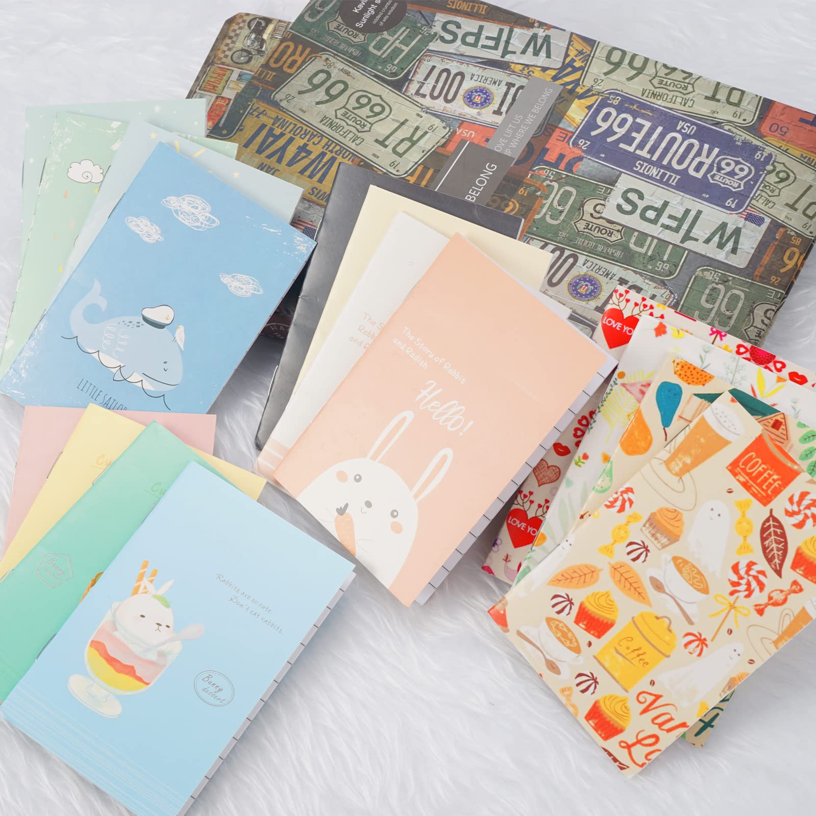 Bloc Note A7 10,5 x 7 cm Carnet de Poche 16 Pièces Couverture Colorée Animaux Dessins Animés