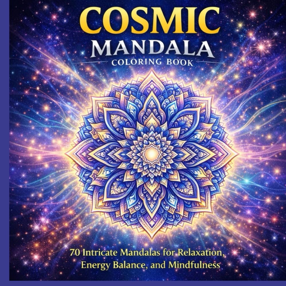 Cosmic Mandala Coloring Book: 70 Intricate Mandalas for Relaxation, Energy Balance, and Mindfulness (Healing Energy Mandala Coloring Book Series)