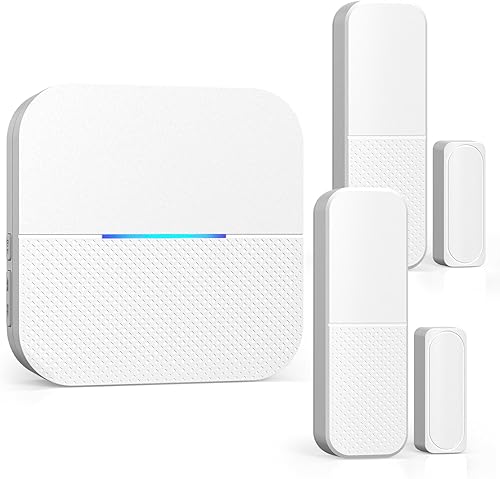 AIDA Alarmas de puerta cuando se abre alarma inalámbrica con sensor de timbre para negocioshogarniños, rango de 600 pies, 58 tonos de llamada, 5
