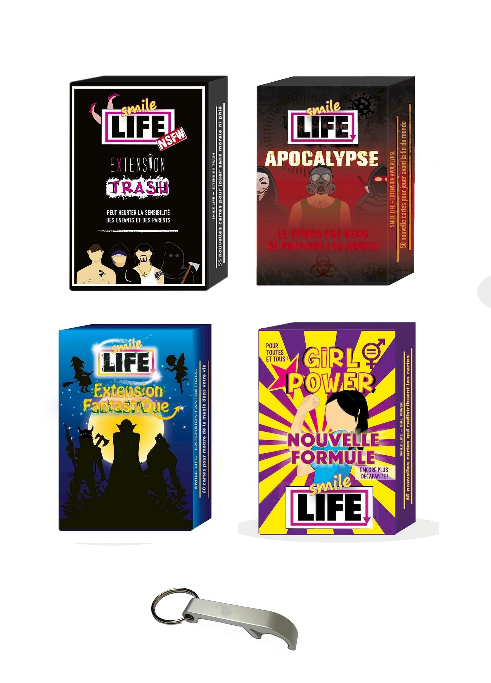 Set of 4 Extensions in French Smile Life Apocalypse + Trash + Girl Power + Fantasy + 1 Blumie Decap