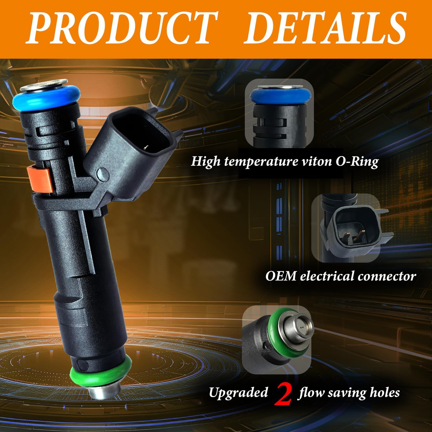 Set of 4 Upgraded 2 Holes Fuel Injectors Fits for Jeep: Cherokee/Compass/Renegade, For Ram Promaster City, Chrysler 200, Fiat 500X, Dodge Dart, 2014-2023, 2.4L 2.0L,OEM# 4593986AB.