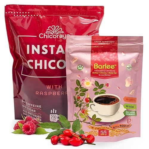 CHICORAYA & BARLEE - Café instantáneo de achicoria (paquete de 2, 21.15 onzas), lo mejor para descafeinado y dieta, mezcla de bebidas keto y