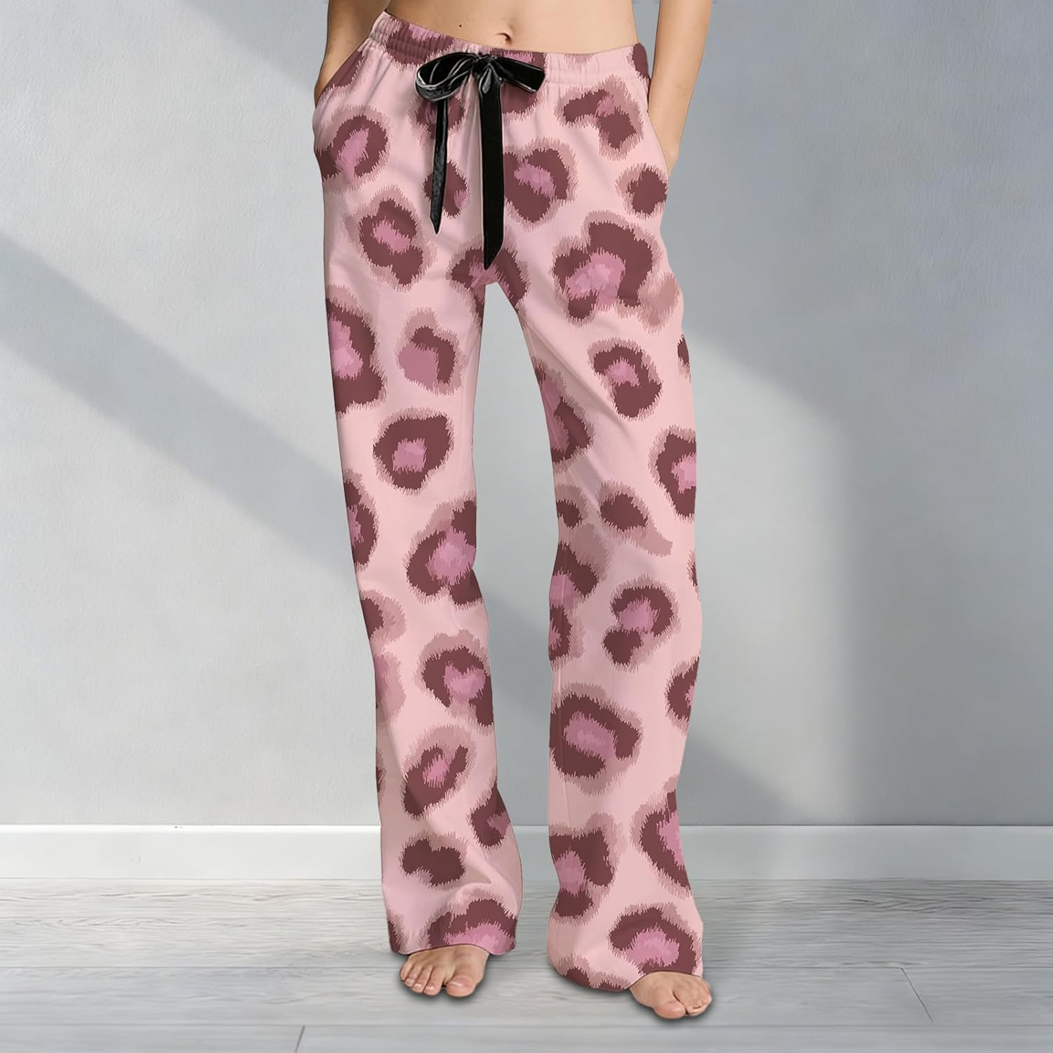 Women Boho Pajama Pants Wide Leg Drawstring Elastic Waist Soft Comfy Loose Fit Trendy Casual Plus Size Trousers - Image 2