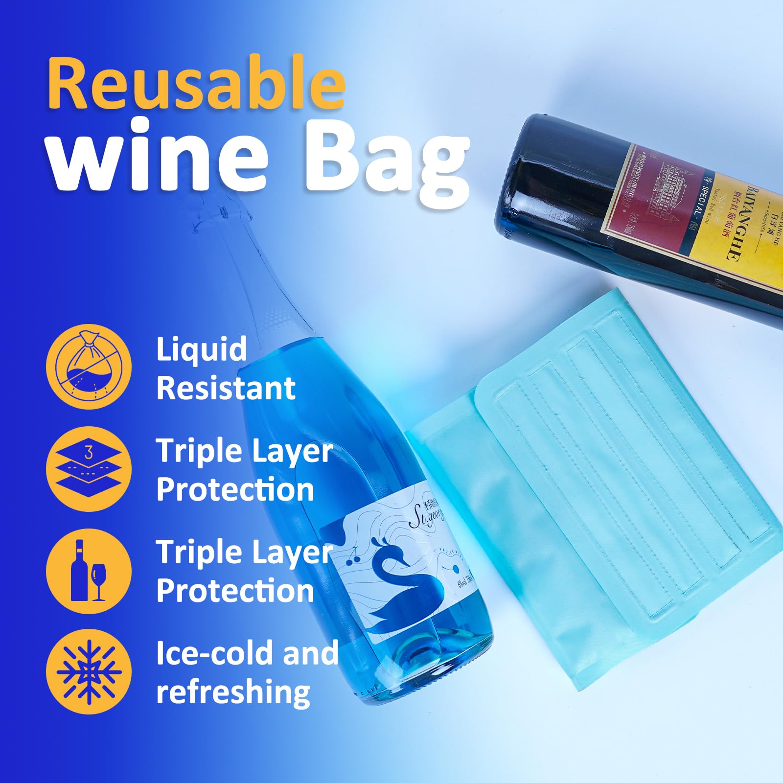 Ice Wine Sleeve, Ice Wine Sleeve, Wine Cooler, Wine Bottle Cooler, for Red and White Champagne or Sparkling Wine. Gel cooled bracket Freestanding carrier cooled, mint green — Amazon image 6