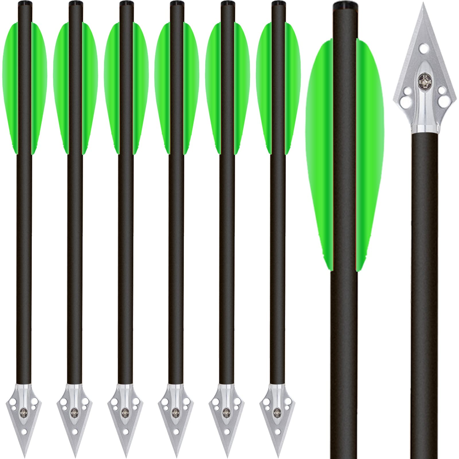 6,3" Bulloni per Balestra a Pistola in Carbonio Mini Frecce per Balestra con Punte da Caccia per 50-80lbs Pistola Balestra di Precisione Bersaglio Esercitarsi Frecce da Caccia (12pcs Verde)