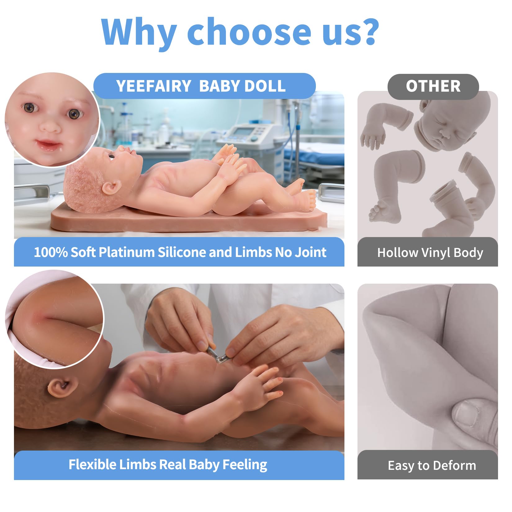 Realistische Silikon Reborn Babypuppe 43cm 2,9kg Lebensechte Gemischt Ethnien Afroamerikanisch Neugeboren Mädchen mit Geöffneten Augen (kein Vinyl) Baby Girl Emotionspuppe für Paare, Schwarz