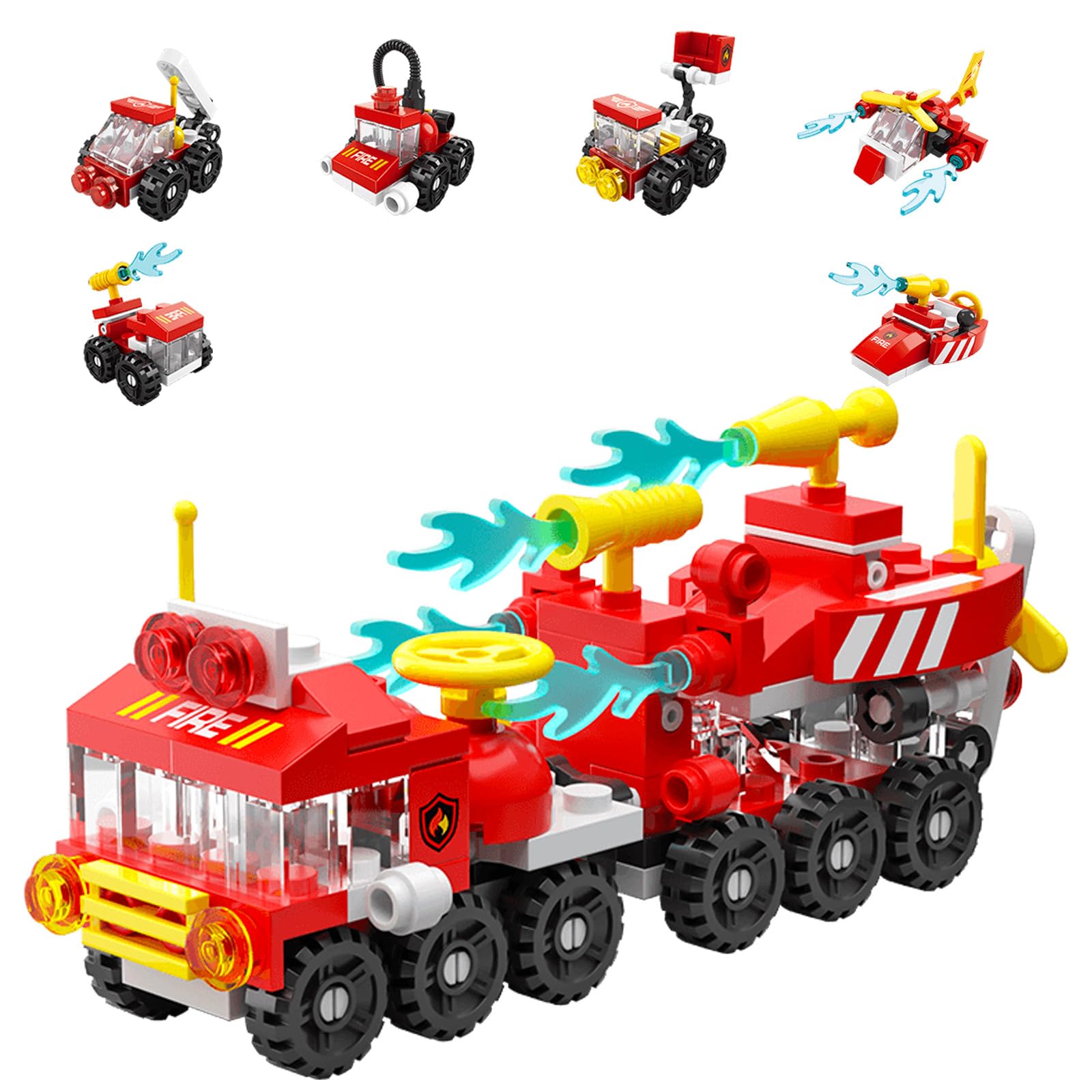 Forest Fire Truck Building Blocks (134-Piece) | 6-in-1 STEM Toy for Kids Ages 6-12 | Creative Construction Set with Fire Engine, Rescue Vehicles & Emergency Scenes | Gift for Boys & Girls
