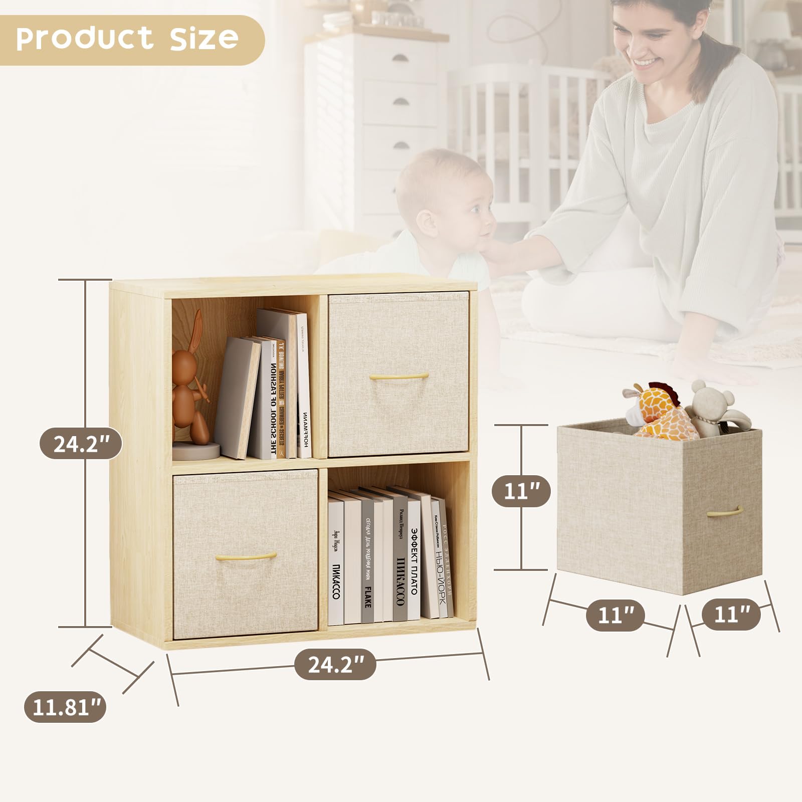 Amazon.com: EXPERLAM 4 Cube Storage Organizer - Solid Wood